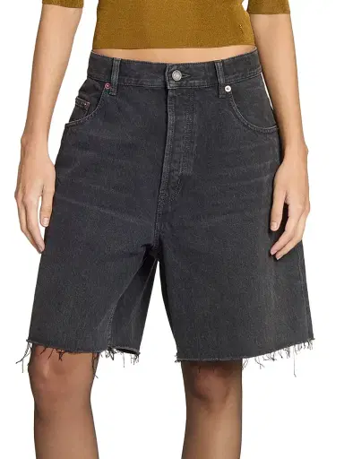 Saint Laurent Women's Bermuda Shorts in Denim - Black Vendome | Thumbnail 4 Saint Laurent Women's Bermuda Shorts in Denim - Black Vendome | Thumbnail 4