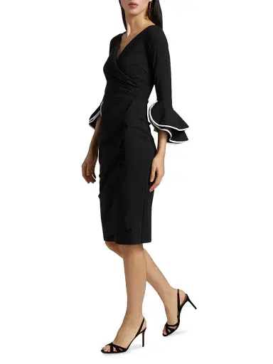 Chiara Boni La Petite Robe Women's Triana Piped-Cuff Sheath Dress - Black And White - Size 8 | Thumbnail 2 Chiara Boni La Petite Robe Women's Triana Piped-Cuff Sheath Dress - Black And White - Size 8 | Thumbnail 2