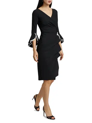 Chiara Boni La Petite Robe Women's Triana Piped-Cuff Sheath Dress - Black And White - Size 8 | Thumbnail 4 Chiara Boni La Petite Robe Women's Triana Piped-Cuff Sheath Dress - Black And White - Size 8 | Thumbnail 4