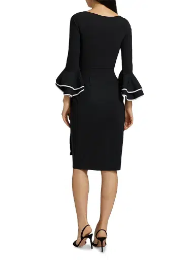 Chiara Boni La Petite Robe Women's Triana Piped-Cuff Sheath Dress - Black And White - Size 8 | Thumbnail 5 Chiara Boni La Petite Robe Women's Triana Piped-Cuff Sheath Dress - Black And White - Size 8 | Thumbnail 5