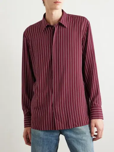 Saint Laurent Pinstriped Crepe Shirt - Men | Thumbnail 3 Saint Laurent Pinstriped Crepe Shirt - Men | Thumbnail 3
