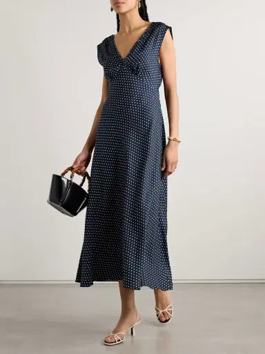 DÔEN Tahlia Belted Polka-dot Silk-blend Twill Midi Dress | Thumbnail 2 DÔEN Tahlia Belted Polka-dot Silk-blend Twill Midi Dress | Thumbnail 2