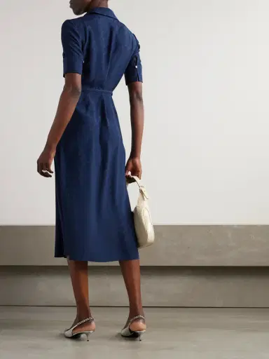 Gucci Belted Pleated Silk-jacquard Midi Shirt Dress | Thumbnail 3 Gucci Belted Pleated Silk-jacquard Midi Shirt Dress | Thumbnail 3