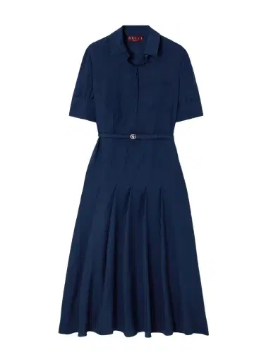 Gucci Belted Pleated Silk-jacquard Midi Shirt Dress | Thumbnail 1 Gucci Belted Pleated Silk-jacquard Midi Shirt Dress | Thumbnail 1