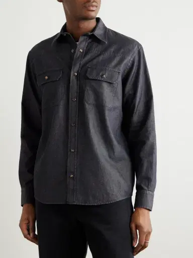 Zegna Slim-Fit Cotton and Linen-Blend Twill Shirt - Men | Thumbnail 3 Zegna Slim-Fit Cotton and Linen-Blend Twill Shirt - Men | Thumbnail 3