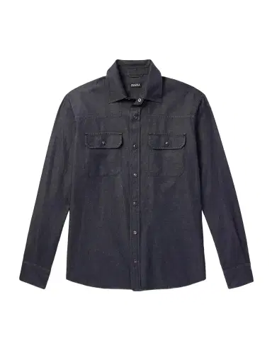 Zegna Slim-Fit Cotton and Linen-Blend Twill Shirt - Men | Thumbnail 1 Zegna Slim-Fit Cotton and Linen-Blend Twill Shirt - Men | Thumbnail 1