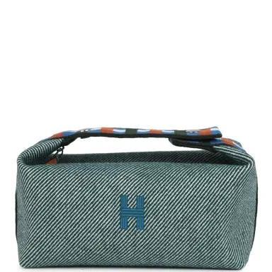 HERMÈS Hermes Bride-A-Brac Au Carre Case PM Vert Foret H Natte Canvas and Wool Palladium Hardware | Thumbnail 1 HERMÈS Hermes Bride-A-Brac Au Carre Case PM Vert Foret H Natte Canvas and Wool Palladium Hardware | Thumbnail 1