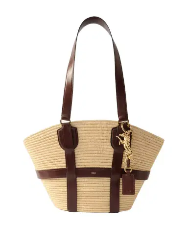 Chloé Kerala 25 Leather-trimmed Raffia-like Tote | Thumbnail 1 Chloé Kerala 25 Leather-trimmed Raffia-like Tote | Thumbnail 1