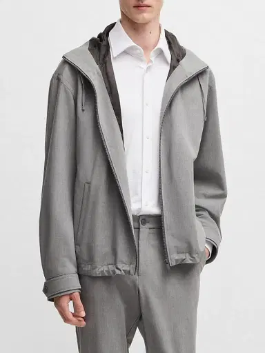 BOSS Men's Regular-Fit Jacket in Performance-Stretch Material - Grey | Thumbnail 2 BOSS Men's Regular-Fit Jacket in Performance-Stretch Material - Grey | Thumbnail 2