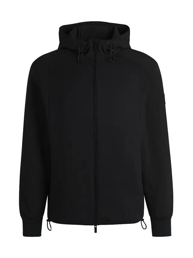 Men's Hooded Regular-Fit Jacket in Mixed Materials - Black Men's Hooded Regular-Fit Jacket in Mixed Materials - Black