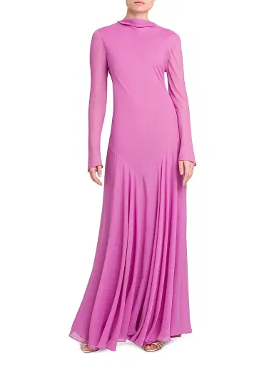 Philosophy di Lorenzo Serafini Women's Silk-Blend Georgette Gown - Fuschia | Thumbnail 3 Philosophy di Lorenzo Serafini Women's Silk-Blend Georgette Gown - Fuschia | Thumbnail 3