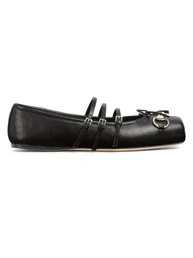 Gucci Women's Horsebit Leather Ballet Flats - Black | Thumbnail 1 Gucci Women's Horsebit Leather Ballet Flats - Black | Thumbnail 1