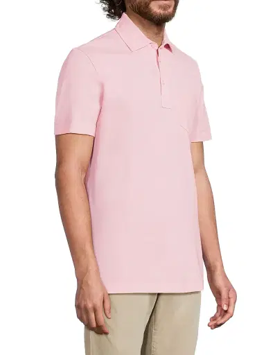 Ralph Lauren Purple Label Men's Custom-Slim-Fit Washed Piqué Polo Shirt - Soft Pink | Thumbnail 4 Ralph Lauren Purple Label Men's Custom-Slim-Fit Washed Piqué Polo Shirt - Soft Pink | Thumbnail 4