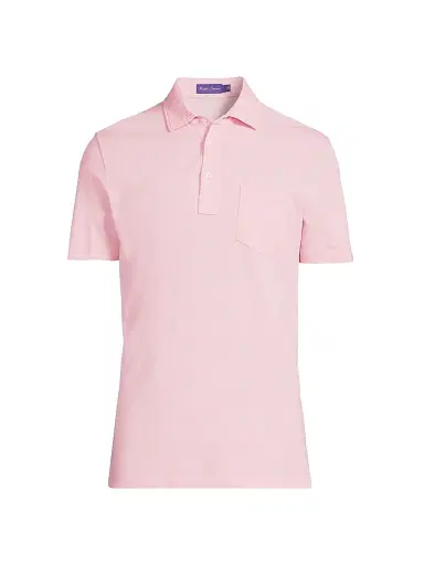Ralph Lauren Purple Label Men's Custom-Slim-Fit Washed Piqué Polo Shirt - Soft Pink | Thumbnail 1 Ralph Lauren Purple Label Men's Custom-Slim-Fit Washed Piqué Polo Shirt - Soft Pink | Thumbnail 1