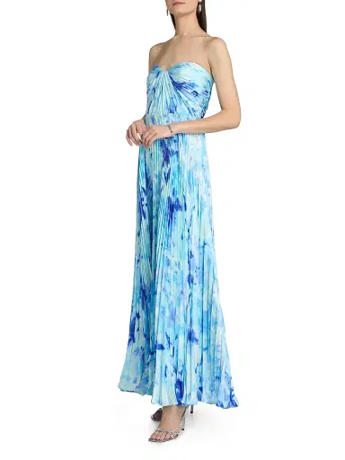 As It May Women's Naomi Abstract Print Satin Strapless Gown - Blue Spring Lillies | Thumbnail 4 As It May Women's Naomi Abstract Print Satin Strapless Gown - Blue Spring Lillies | Thumbnail 4