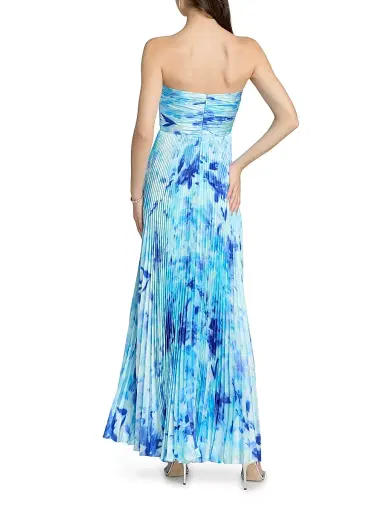 As It May Women's Naomi Abstract Print Satin Strapless Gown - Blue Spring Lillies | Thumbnail 5 As It May Women's Naomi Abstract Print Satin Strapless Gown - Blue Spring Lillies | Thumbnail 5