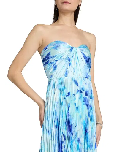 As It May Women's Naomi Abstract Print Satin Strapless Gown - Blue Spring Lillies | Thumbnail 6 As It May Women's Naomi Abstract Print Satin Strapless Gown - Blue Spring Lillies | Thumbnail 6