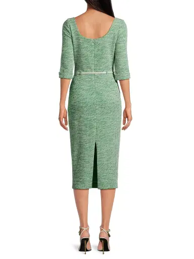 BLACK HALO Women's Jackie Knit Three-Quarter-Length Sleeve Belted Midi-Dress | Thumbnail 5 BLACK HALO Women's Jackie Knit Three-Quarter-Length Sleeve Belted Midi-Dress | Thumbnail 5