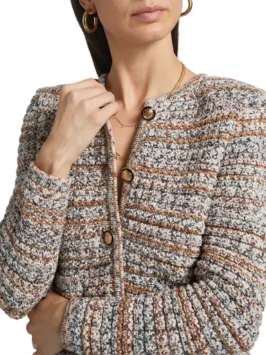 Ba&sh Women's Mixed Knit Cardigan - Beige - Size XL | Thumbnail 6 Ba&sh Women's Mixed Knit Cardigan - Beige - Size XL | Thumbnail 6