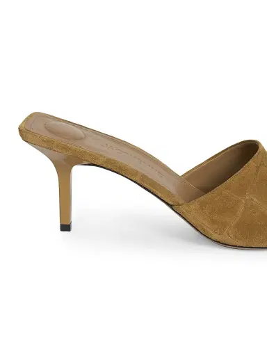 Jacquemus Women's Cubisto 70MM Embossed Suede Mules - Camel | Thumbnail 5 Jacquemus Women's Cubisto 70MM Embossed Suede Mules - Camel | Thumbnail 5