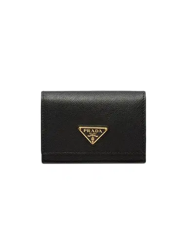Prada Women's Saffiano Leather Card Holder - Black | Thumbnail 1 Prada Women's Saffiano Leather Card Holder - Black | Thumbnail 1