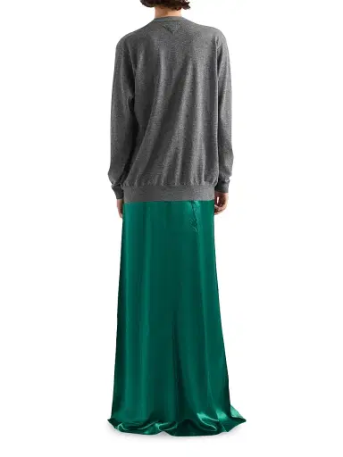 Prada Women's Long Satin Dress - Green | Thumbnail 3 Prada Women's Long Satin Dress - Green | Thumbnail 3