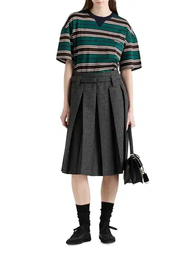 Prada Women's Striped Lisle Cotton T-Shirt | Thumbnail 2 Prada Women's Striped Lisle Cotton T-Shirt | Thumbnail 2