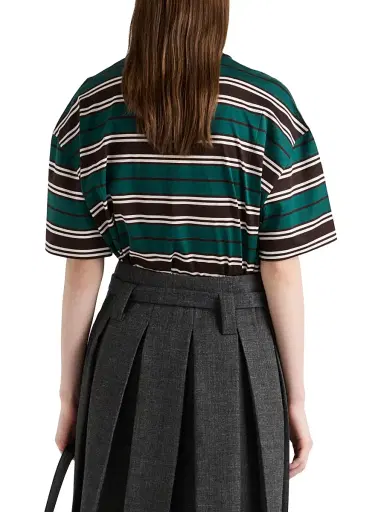 Prada Women's Striped Lisle Cotton T-Shirt | Thumbnail 4 Prada Women's Striped Lisle Cotton T-Shirt | Thumbnail 4