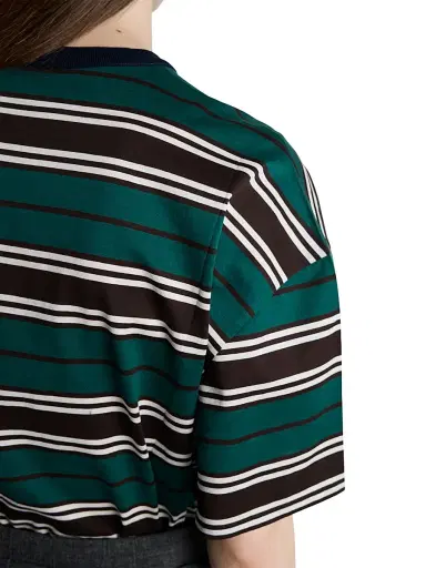 Prada Women's Striped Lisle Cotton T-Shirt | Thumbnail 5 Prada Women's Striped Lisle Cotton T-Shirt | Thumbnail 5