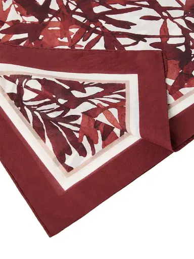 Brunello Cucinelli Women's Herbarium Print Cotton Foulard Scarf - Red | Thumbnail 2 Brunello Cucinelli Women's Herbarium Print Cotton Foulard Scarf - Red | Thumbnail 2