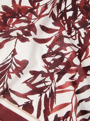 Brunello Cucinelli Women's Herbarium Print Cotton Foulard Scarf - Red | Thumbnail 3 Brunello Cucinelli Women's Herbarium Print Cotton Foulard Scarf - Red | Thumbnail 3
