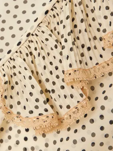 Valentino Garavani Lace-trimmed Ruffled Polka-dot Silk-chiffon Blouse | Thumbnail 5 Valentino Garavani Lace-trimmed Ruffled Polka-dot Silk-chiffon Blouse | Thumbnail 5