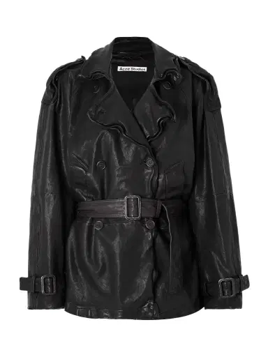 Acne Studios Double-breasted Belted Leather Jacket | Thumbnail 1 Acne Studios Double-breasted Belted Leather Jacket | Thumbnail 1