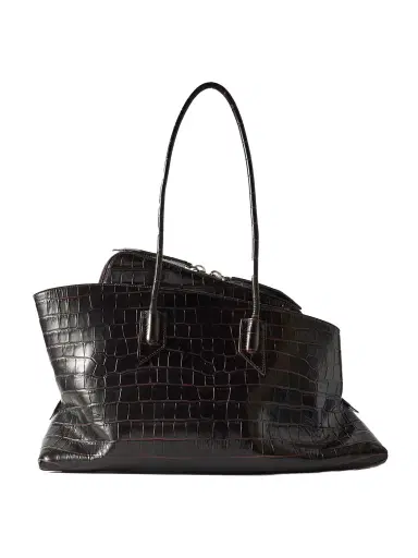 The Attico La Passeggiata Medium Asymmetric Croc-effect Leather Tote | Thumbnail 1 The Attico La Passeggiata Medium Asymmetric Croc-effect Leather Tote | Thumbnail 1