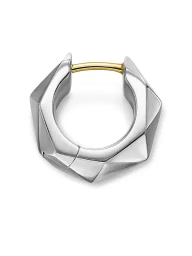 David Yurman Men's Faceted Hoop Earring in Sterling Silver, 14.5MM - Silver | Thumbnail 3 David Yurman Men's Faceted Hoop Earring in Sterling Silver, 14.5MM - Silver | Thumbnail 3