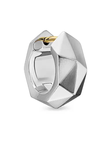 David Yurman Men's Faceted Hoop Earring in Sterling Silver, 14.5MM - Silver | Thumbnail 1 David Yurman Men's Faceted Hoop Earring in Sterling Silver, 14.5MM - Silver | Thumbnail 1