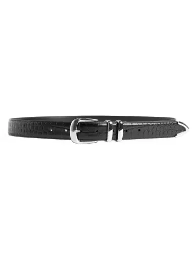 Favorite Daughter Women's The Jordan Croc-Embossed Leather Belt - Black Nickel - Size XS | Thumbnail 1 Favorite Daughter Women's The Jordan Croc-Embossed Leather Belt - Black Nickel - Size XS | Thumbnail 1