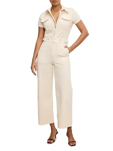 GOOD AMERICAN Women's Fit For Success Twill Palazzo Crop Jumpsuit | Thumbnail 2 GOOD AMERICAN Women's Fit For Success Twill Palazzo Crop Jumpsuit | Thumbnail 2