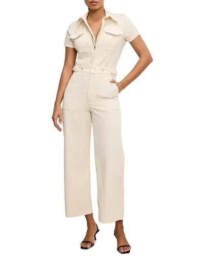 GOOD AMERICAN Women's Fit For Success Twill Palazzo Crop Jumpsuit | Thumbnail 3 GOOD AMERICAN Women's Fit For Success Twill Palazzo Crop Jumpsuit | Thumbnail 3