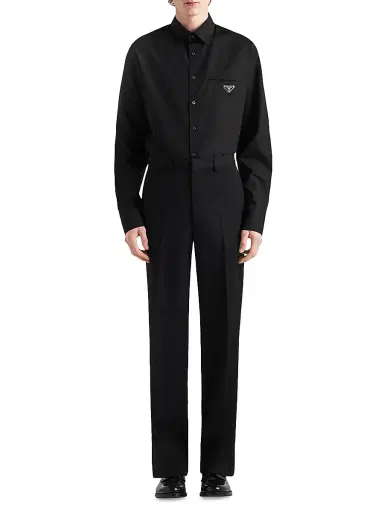 Prada Men's Cotton Shirt - Black | Thumbnail 2 Prada Men's Cotton Shirt - Black | Thumbnail 2