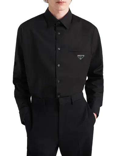 Prada Men's Cotton Shirt - Black | Thumbnail 4 Prada Men's Cotton Shirt - Black | Thumbnail 4
