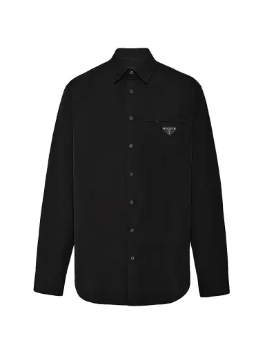 Prada Men's Cotton Shirt - Black | Thumbnail 1 Prada Men's Cotton Shirt - Black | Thumbnail 1