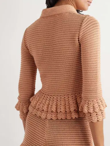 Chloé Ruffled Crocheted Cotton Cardigan | Thumbnail 3 Chloé Ruffled Crocheted Cotton Cardigan | Thumbnail 3