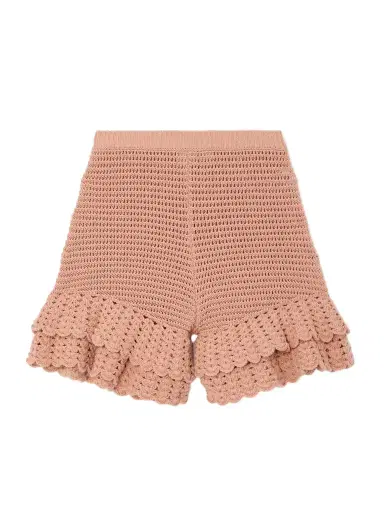 Chloé Ruffled Crocheted Cotton Shorts | Thumbnail 1 Chloé Ruffled Crocheted Cotton Shorts | Thumbnail 1