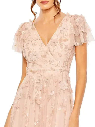 Mac Duggal Women's Ruffle-Tiered Embellished Wrap Gown - Blush | Thumbnail 3 Mac Duggal Women's Ruffle-Tiered Embellished Wrap Gown - Blush | Thumbnail 3