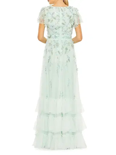 Mac Duggal Women's Ruffle-Tiered Embellished Wrap Gown - Blush | Thumbnail 5 Mac Duggal Women's Ruffle-Tiered Embellished Wrap Gown - Blush | Thumbnail 5