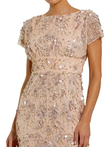 Mac Duggal Women's Cocktail Embellished Mesh Cap-Sleeve Midi-Dress - Blush - Size 18 | Thumbnail 3 Mac Duggal Women's Cocktail Embellished Mesh Cap-Sleeve Midi-Dress - Blush - Size 18 | Thumbnail 3