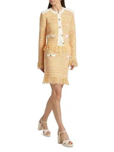 Milly Women's Kali Textured Fringe Knit Miniskirt - Orange Yellow Multi | Thumbnail 2 Milly Women's Kali Textured Fringe Knit Miniskirt - Orange Yellow Multi | Thumbnail 2