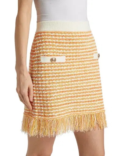 Milly Women's Kali Textured Fringe Knit Miniskirt - Orange Yellow Multi | Thumbnail 4 Milly Women's Kali Textured Fringe Knit Miniskirt - Orange Yellow Multi | Thumbnail 4