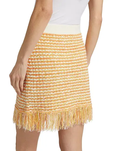 Milly Women's Kali Textured Fringe Knit Miniskirt - Orange Yellow Multi | Thumbnail 5 Milly Women's Kali Textured Fringe Knit Miniskirt - Orange Yellow Multi | Thumbnail 5